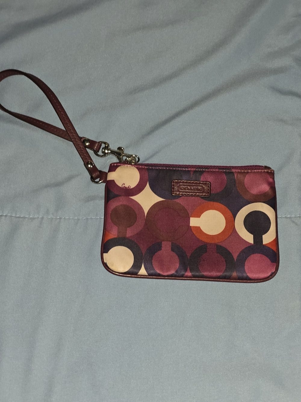 Coach Purple Multi Circle Print Wristlet